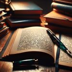 Manuscrito de novela abierto con notas estilísticas en azul y verde marcando ritmo, voz y diálogos — corrección de estilo en la narrativa JPHC