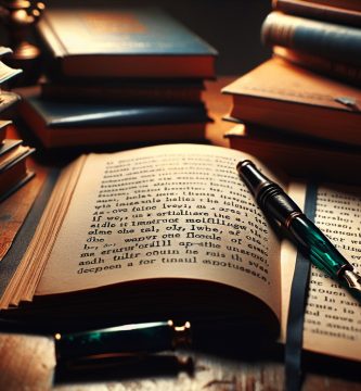 Manuscrito de novela abierto con notas estilísticas en azul y verde marcando ritmo, voz y diálogos — corrección de estilo en la narrativa JPHC