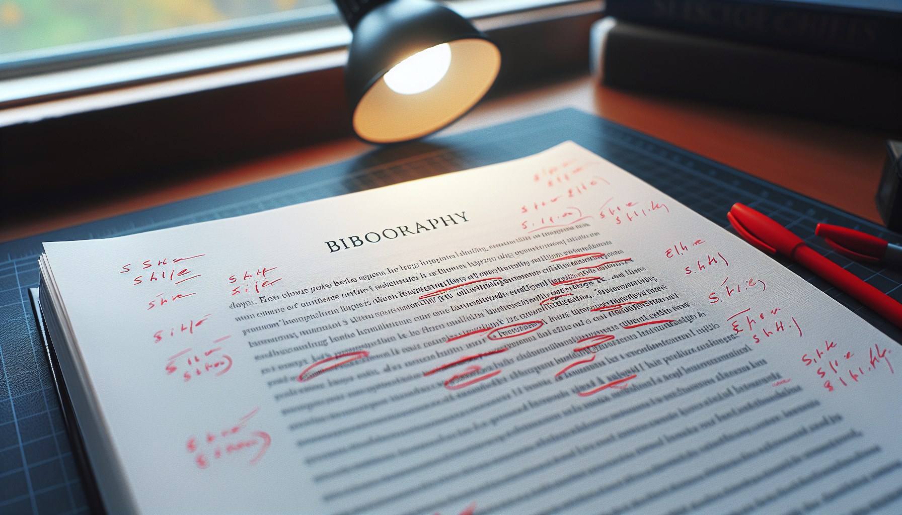 Página de tesis doctoral con anotaciones rojas marcando errores ortográficos y página de bibliografía visible — revisión ortográfica académica JPHC